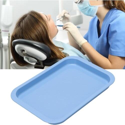 Oral Care Blue Plastic Square Dish Environmental Convenient Useful Popular Dental Tray Dentist Materials Plates Dental Accessory