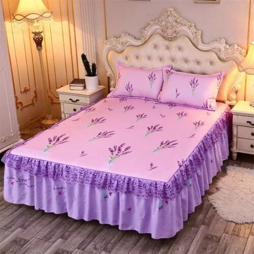 Thicken Bed Skirt Home Textile Bedding 3pcs/set(1Bed Skirt + 2pcs Pillowcase) Bed Sheet King/Quee Bedspread Luxury Bedding F0552