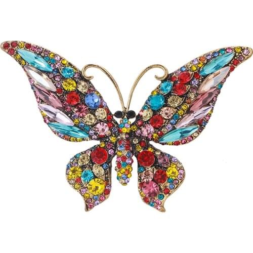 WEIMANJINGDIAN Brand New Arrival Beautiful Color Crystal Rhinestones Butterfly Brooches Fashion Ornament Accessories Jewelry