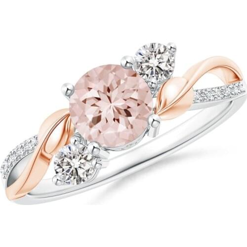 Fine Jewelry Rose Gold Leaf Two Tone Rings Inlay Shiny Zircon Luxury Charm Jewelry For Women Wedding Engagement Accessories Gift