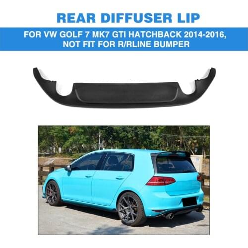 PU / Carbon Fiber Rear Diffuser Lip Spoiler Bumper Guard For VW GOLF 7 MK7 GTI Hatchback 14-16 NOT for R and R-Line