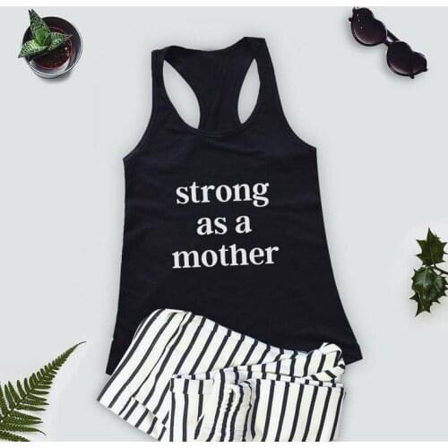 Vest Strong As A Mother Tank Tops Casual Summer Sleeveless Tank Strong Mom Muscle Shirt Mom Birthday Gift Graphic Tee