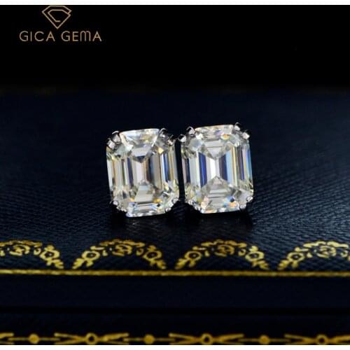 GICA Classic 925 Sterling Silver Created Moissanite Gemstone Diamonds Earrings Ear Studs Wedding Bride Fine Jewelry Wholesale