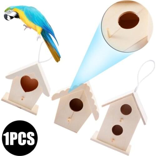 1pc 9*9cm Wooden Bird Nest Outdoor Hanging Birdhouse Box Garden Bird Cage Garden Yard Decoration Supply Pet Accessory
