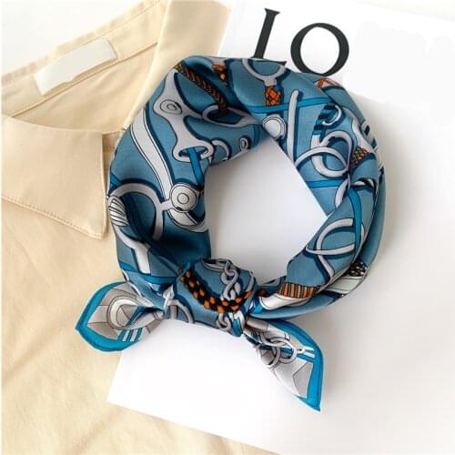 100% Silk Scarf Pure Neck Hairband Tie Print Female Designer Small Scarves Women Foulard Bandana Square Kercheif 2021 New