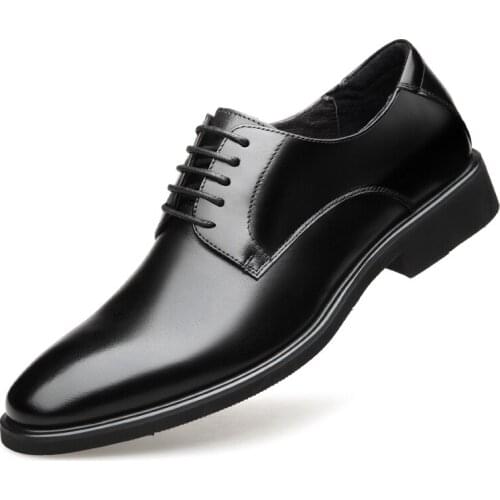 2020 New Mens Quality Genuine Leather Shoes Size 37-44 Black Soft Business Man Top Leather Shoes
