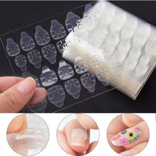 24 Pcs/Sheet Double Sided Nail Art Adhesive Transparent Nail Glue Sticker DIY Patch Tips For False Nail Acrylic Manicure Tools
