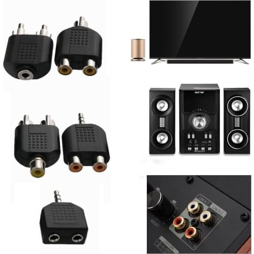 3.5mm To 2 RCA Female Male Audio Adapter Y Splitter Converter Cable Type TV Sound Interconnects Video Electronics Accessories
