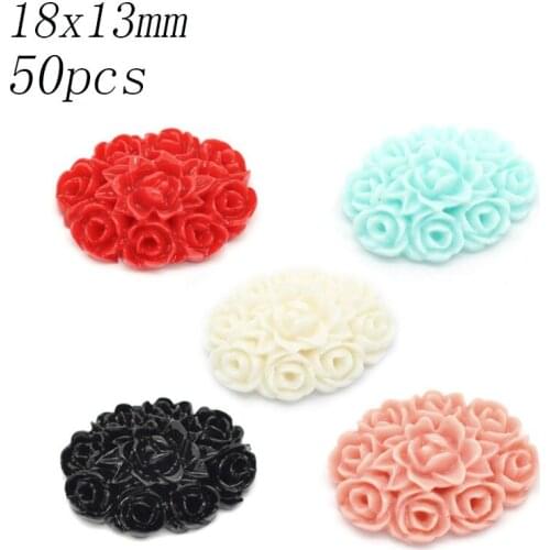 50Pcs Mixed Resin Flower Decoration Crafts Beads Flatback Cabochon Scrapbook DIY Embellishments Accessories Buttons