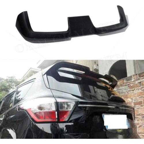 ABS Primer White Black Rear Roof Spoiler Window Wings For Ford Escape Kuga Spoiler 2013-2019 ST Style Carbon Look Boot Trim