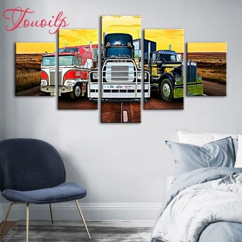TOUOILP 5D DIY Full Square&round 5pcs big truck 5d Diamond Painting Combination diamond Embroidery Mosaic Home Decor painting