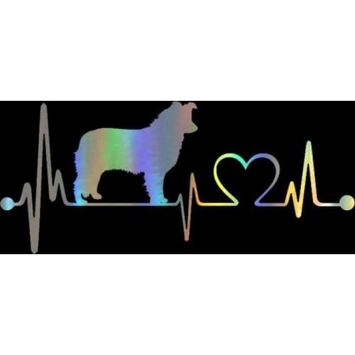 Car Sticker 3D 19*8CM Border Collie Dog Heartbeat Sticker On Car Funny Stickers and Decals Vinyl Car Styling Decorative