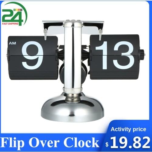 Flip Digital Clock Small Scale Table Clock Retro Flip Clock Stainless Steel Flip Internal Gear Operated Quartz Clock Home Decor