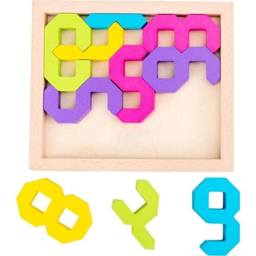 Wooden Number Building Block Puzzle Toys Learning for Boys Girls Gift