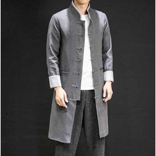 Chinese National Style Long Windbreaker Jacket Men Streetwear Long Jacket Men Hip Hop Windbreaker Men Jacket Coat 2019 TA2236