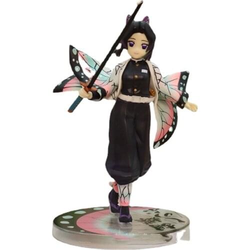 BANDAI Genuine 18CM PVC Action Figure Demon Slayer Kochou Shinobu worm column scene anime toy boxed figure