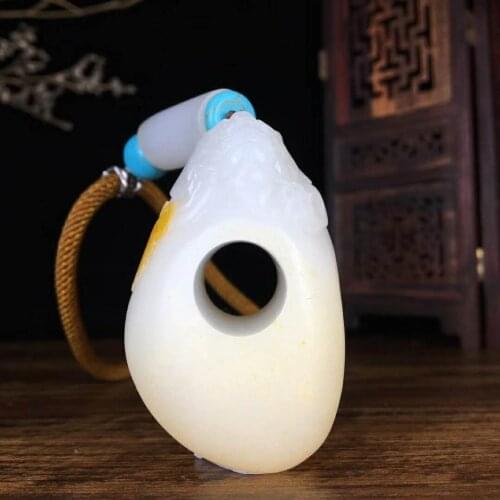 J56#Hetian Yulong guards the finger pendant, full and round shape