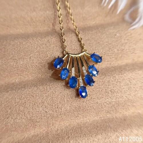 KJJEAXCMY Fine Jewelry 925 Sterling Silver inlaid Natural sapphire Female new Pendant Necklace luxury Support test with box