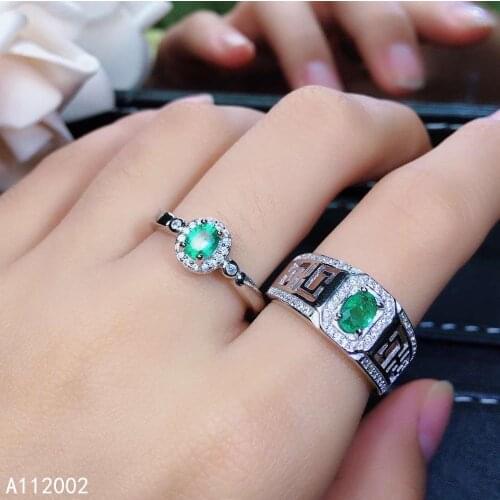 KJJEAXCMY fine jewelry natural emerald 925 sterling silver new gemstone men women ring Couple suit support test classic