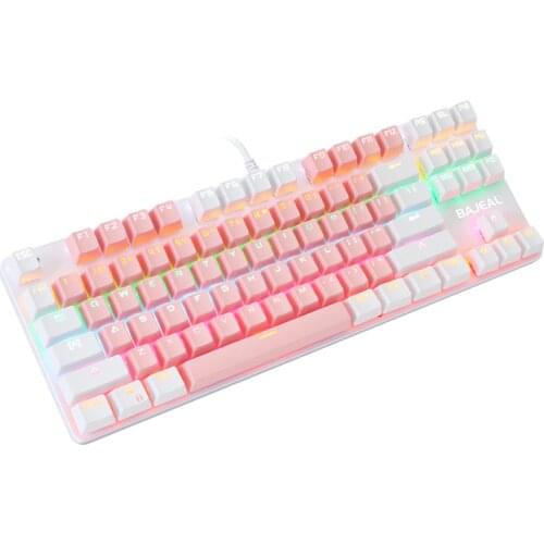 BAJEAL K100 Two-Color Keyboard 87-Key Green Axis Keycap USB Wired Mechanical Keyboard Gaming