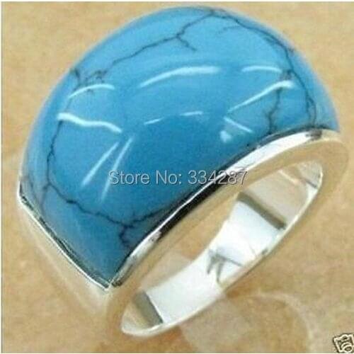 Jewellery pretty silver Color turquoises mens ring Ring Size,8,9,10,11,12