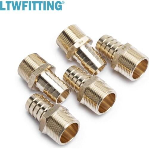 LTWFITTING Lead Free Brass Barbed Fitting Coupler / Connector 3/4" Hose Barb x 3/4" Male NPT Fuel Gas