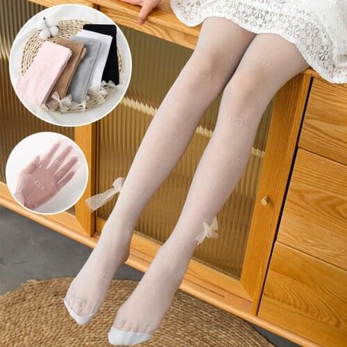 Summer GG letter anti-snagging bow silk pantyhose girls summer thin baby mosquito socks children beauty skin bottoming pantyhose
