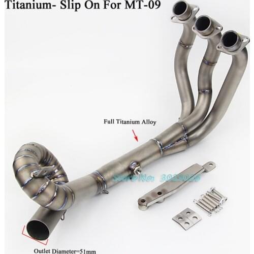 MT09 FZ09 Titanium Link Pipe Slip On For Yamaha MT-09 FZ-09 Motorcycle Modified Muffler Exhaust Header Front + Middle Link Pipe