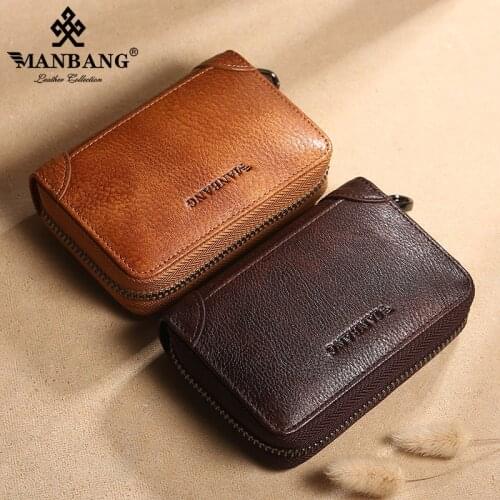 ManBang 2021 New Men id Credit Card Holder Wallet Genuine Leather Metal Aluminum Business Bank Card Case CreditCard Cardholder