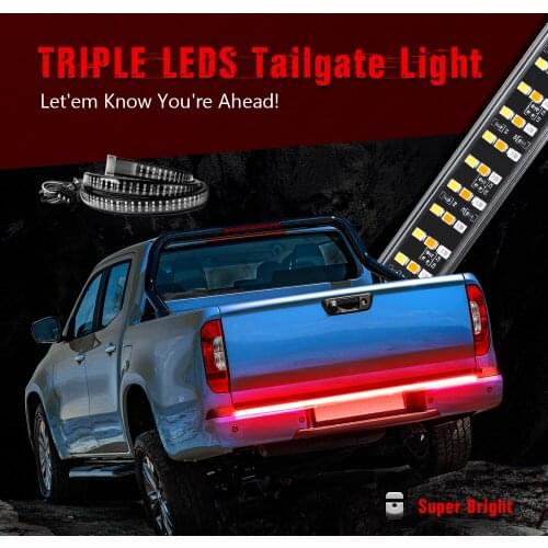 MICTUNING New 60" Triple Row High Power Auto Flexible LED Strip Lamp Decorative Strobe Turn Signals Brake Running Reverse Light