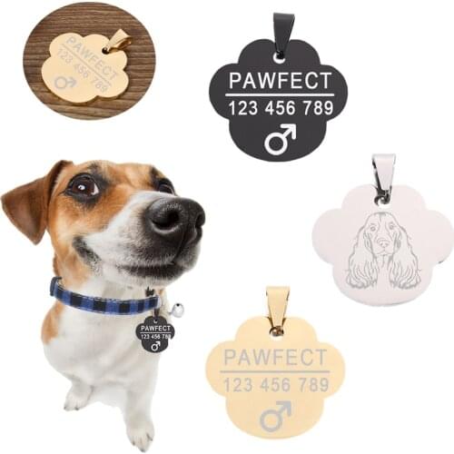 New Product 1pcs Cat And Dog ID Label Free Engraving Pet Charm Collar Name Pendant Foot Shape Collar Puppy Cat Collar Accessory