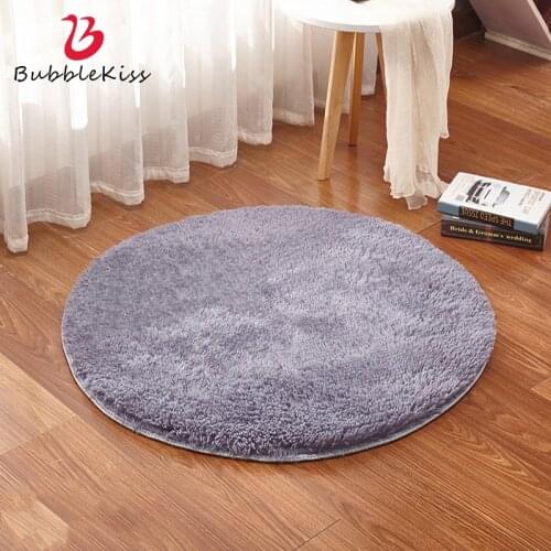 Bubble Kiss Soft Pink Rug Round Shaggy Plush Carpet Bedroom Rug 3.5cm Long Hair Delicate Floor Door Mat Carpets For Living Room