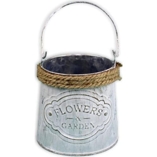 Retro Rustic Mini Iron Garden Bucket Planter Box With Hemp Rope Flower Pot Succulent Container Planter For Office Décor