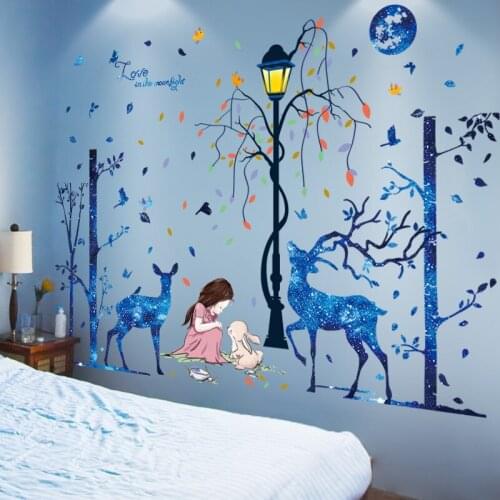 Romantic Warm Wall Stickers for Girls Bedroom Decor Dormitory Layout Living Room Decoration Aesthetic Art Decals Large Posters