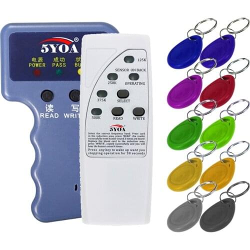 Handheld 125KHz EM4100 RFID Copier Writer Duplicator Programmer Reader + 3Pcs EM4305 T5577 Rewritable ID Keyfobs Tags Card