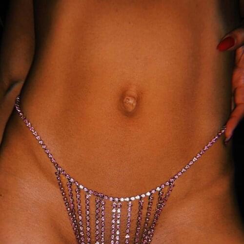 Sexy Bikini Rhinestone Underwear Belly Chain Crystal Thong Body Chain Jewelry