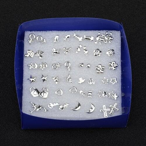 2020 New Fashion 24 Pair/ Set Wholesale Unisex Mix Styles Stud Earrings Women Men Plastic Plated Stud Earrings Jewelry