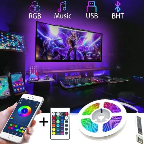 LED Light Strip Bluetooth SMD5050 DC5V 1M 2M 3M 4M 5M Waterproof Flexible Lamp Tape Diode For TV Background USB Cable Christmas