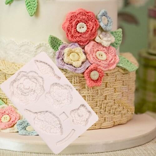 Sweater Pattern Flower Leaves Fondant Molds Silicone Chocolate Cake Decorating Tools Gumpaste SugarCraft Fondant Embosser Mould