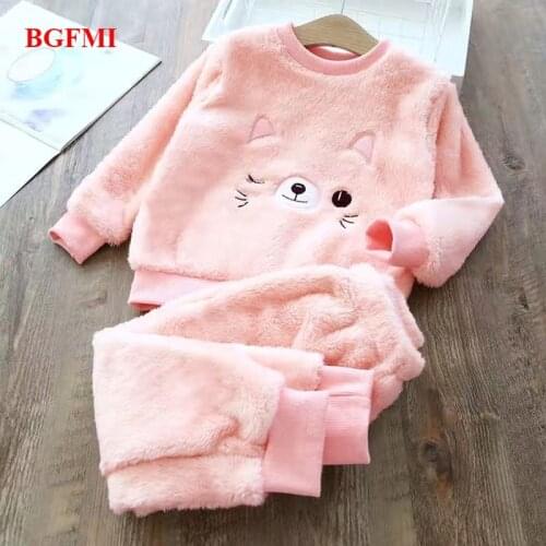 Warm Plush Nightclothes Children Sleepwears Winter Flannel Velvet Pajamas Sets Baby Girls Pajamas Boys Pyjamas Cartoon Nightgown