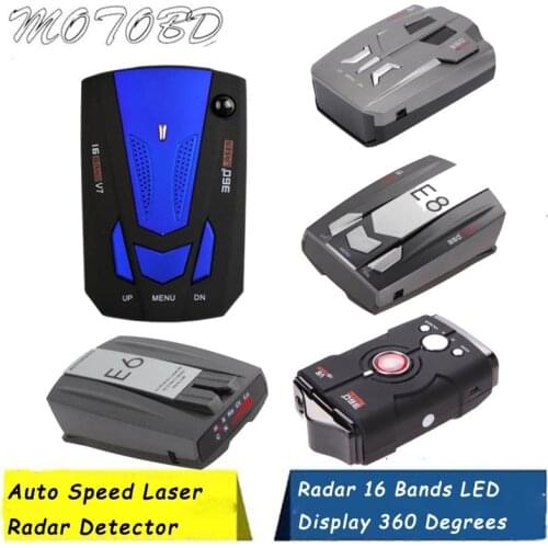 V7 V9 V8 E8 E6 Car Radar Detector 360 Degree Anti Radar Full 16LED Band LED Display Alert Warning System Russia English Voice