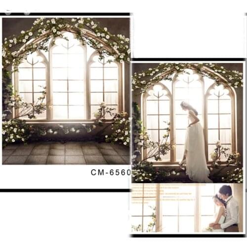 DAWNKNOW Window Flower Arch Vinyl Photography Background Brick Ground Polyester Backdrop For Wedding Photo Studio Props CM6560
