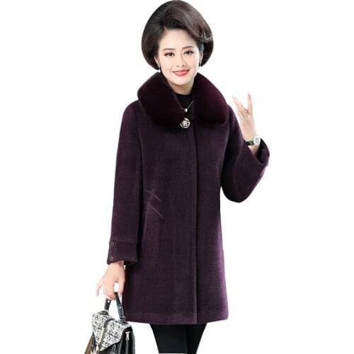 High-quality woolen parka coat womens mid-length plus cotton new autumn winter warm Fur collar mink velvet coats women overcoat