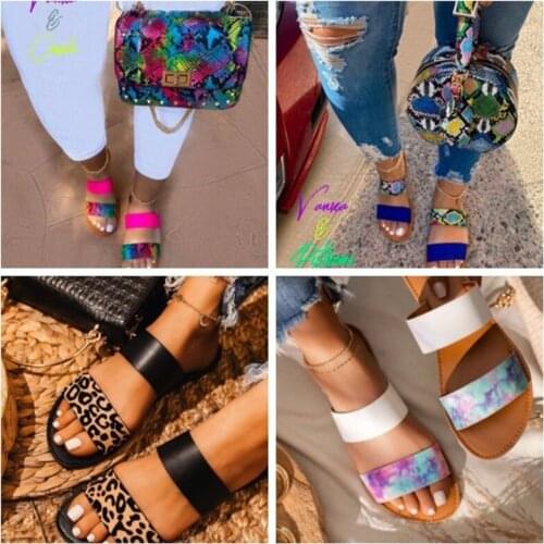 LEOSOXS Women Slippers Leopard Casual Shoes Female Plus Size 43 Summer Beach Slippers Gladiator Women Flat Comfort Rome Slides