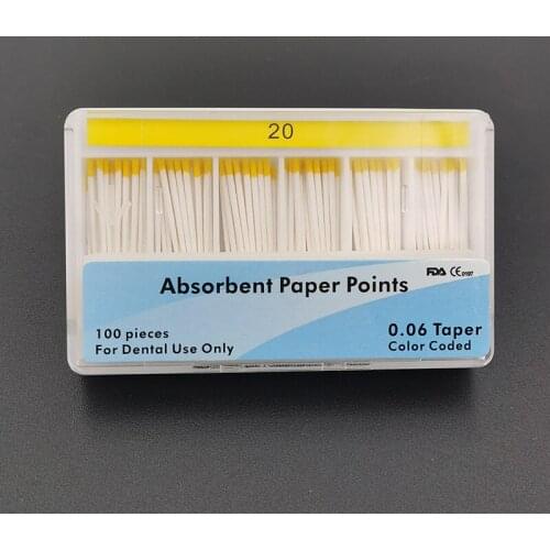 0.06 Taper Dental Absorbent Paper Points 20# 25# 30# 35# Paper Points Root Canal Absorption Pure Cotton Fiber Dental Materials