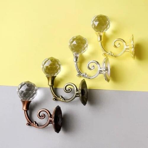 1Pair Vintage Metal Crystal Ball Curtain Holdback Wall Clip Tassel Tie Hanger Holder Curtain Accessories Hooks Hanging CA008&30