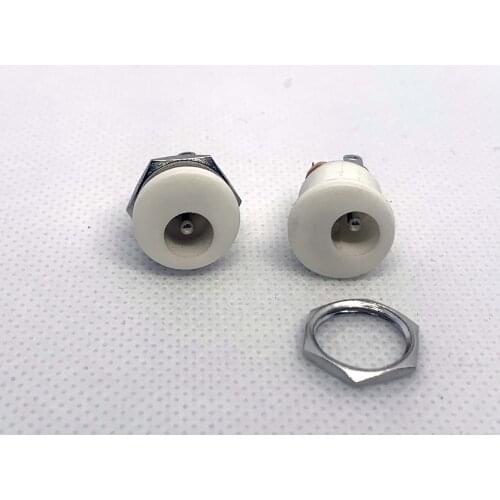 10pcs DC-022 With Nut, White 5.5*2.1mm DC Power Socket, Vertical 3pin Panel Mounted Connector,Power Supply Female Base 30V/0.3A