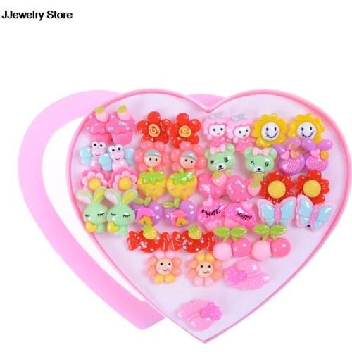 20pcs/lot Mixed Styles Lot ovely Cartoon Children Jewelry Baby Girl Earrings, Kids Ear Clip On Pierced Alloy Painless Earrings