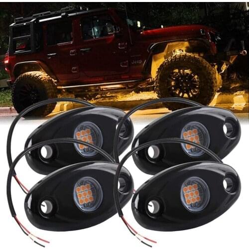 4Pcs 9LED Super Bright Rock Light Kit LED Waterproof LED Neon Underglow Light for Off Road Truck Boat