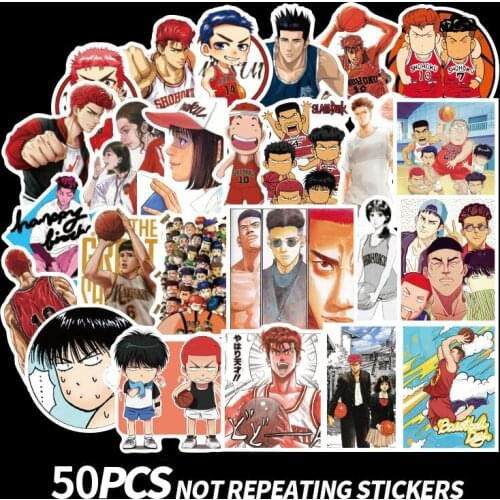 50PCS Cartoon Anime SLAM DUNK Waterproof Stickers for Car Styling Motorcycle Bike Laptop Cool Funny Sticker Bomb JDM Decals